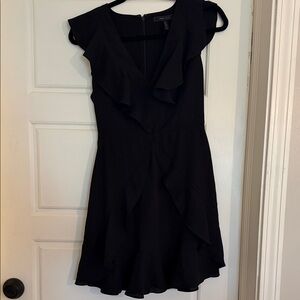 BCBGMaxAzria Black Ruffle V-Neck Mini Dress